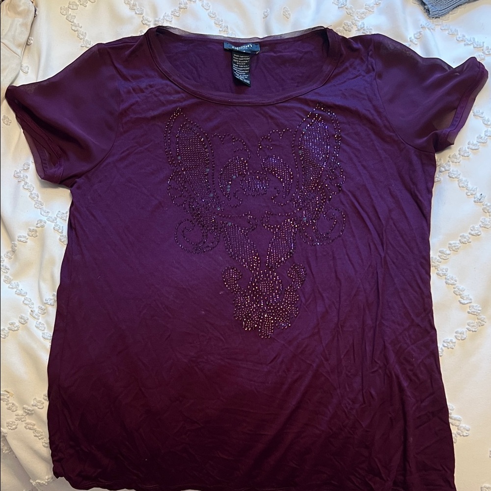 Sigrid Olsen Deep Purple Embellished Tee